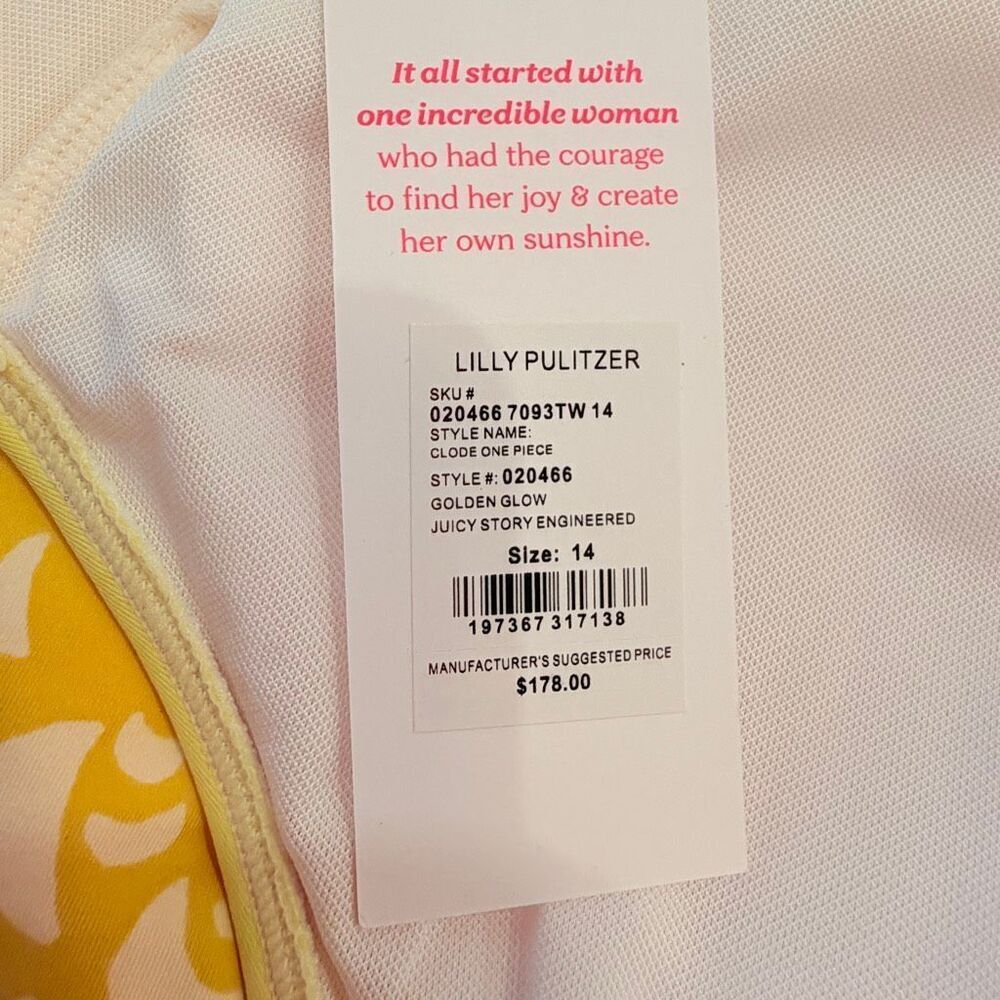 NWT Lilly Pulitzer Clode One-Piece Swimsuit- Golden Glow Juicy Story Engineered - Picture 5 of 7